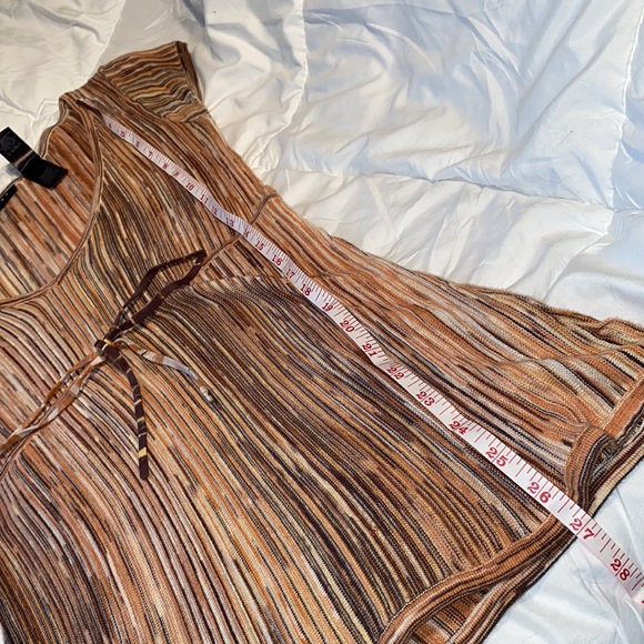 NWOT Axcess Liz Claiborne fit to flare stripe retro style tie waist top med - Picture 12 of 14